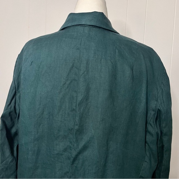 Lord & Taylor 100% Linen Unlined Blazer Longline Dark Green Size 18W Career - Picture 6 of 11